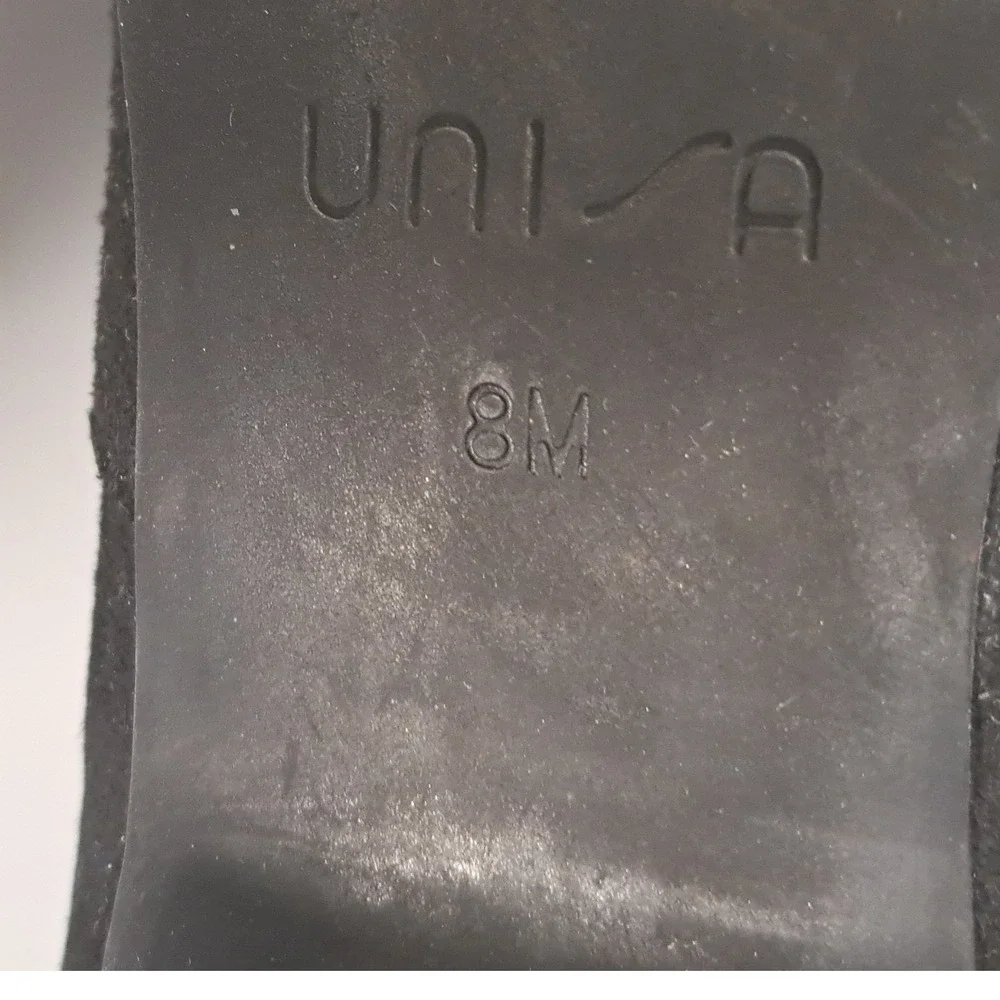 Unisa Black Faux Suede Over The Knee Block Heel Boots Women 8M Side Zip OTK
